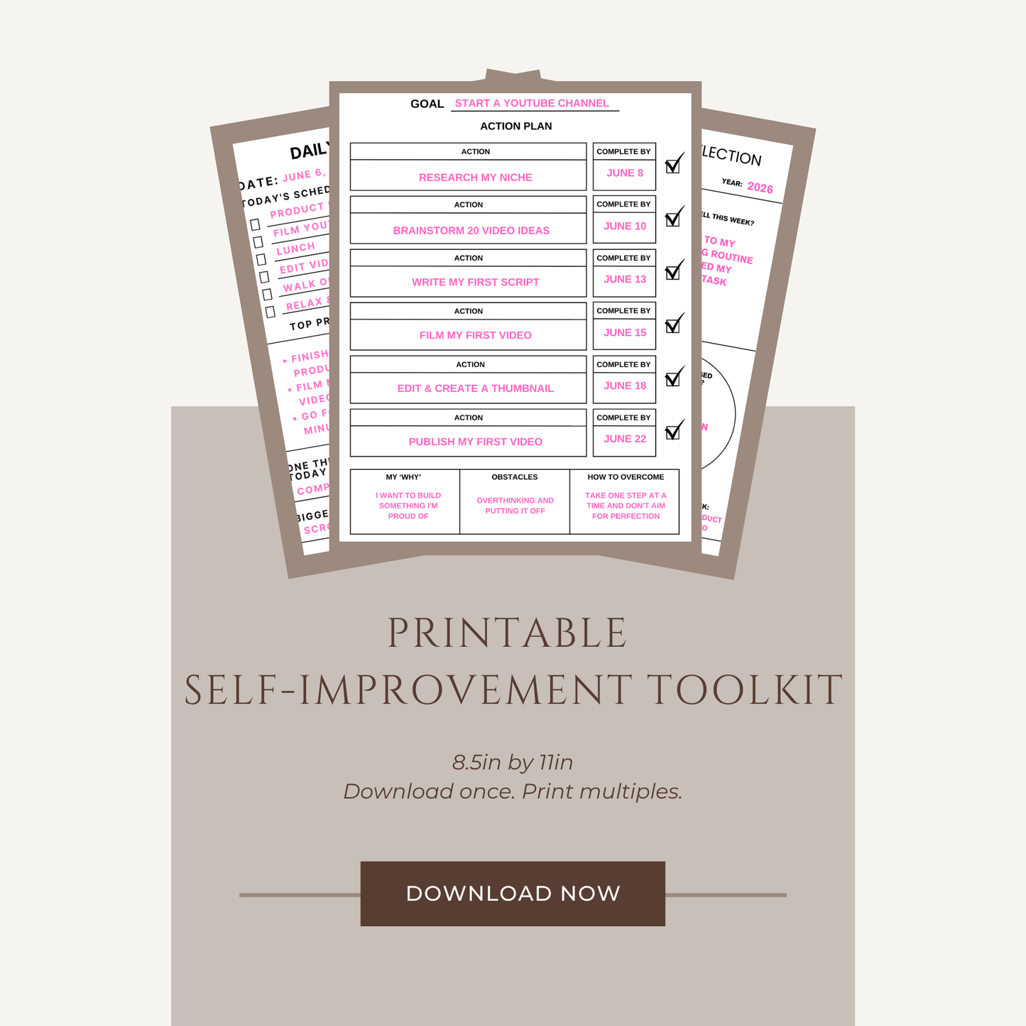 The Consistency System | Self-Improvement Printable Planner Bundle | 6 Digital Downloads